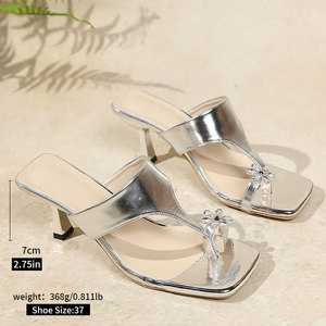 Nouvelle Arrivée <span class=keywords><strong>Sandales</strong></span> à Talons Hauts Sexy pour Femme, Tongs à Fleur de Prunier Ornées sur l'Orteil, Talon Fin Carré 7cm MuY1255 - Product Image 5