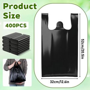 Sacs d'épicerie en plastique noir extra larges avec poignée découpée, sacs à l'ancienne pour courses, très résistants - Product Image 2