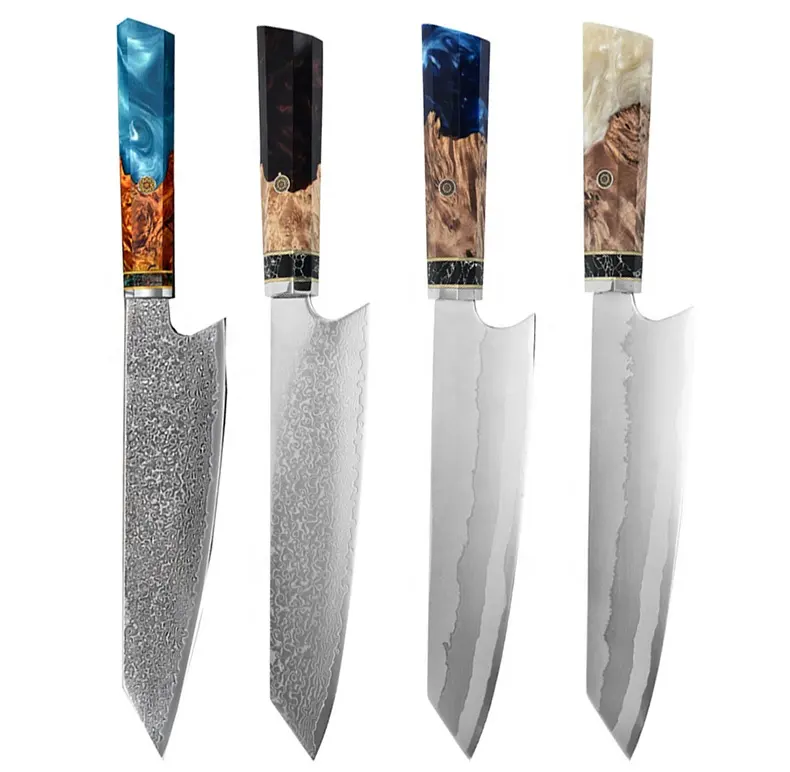 Professional Forged 8 inch High Carbon Steel Japanese Kitchen Knife Wood Resin Handle Chef Knife Damascus Knife