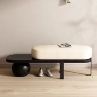 Banc Moderne en Bois de Mouton pour Chaussures à l'Entrée, Tabouret Créatif pour Salon, Meuble Ottoman en Bois