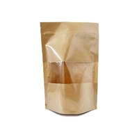 Sacs d'emballage pour collations en papier kraft imprimés sur mesure, sacs alimentaires à fermeture éclair auto-scellante avec fenêtre transparente