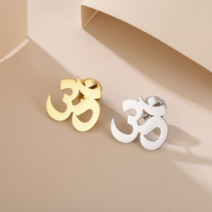 Simbolo sanscrito Om <span class=keywords><strong>Aum</strong></span> Ohm spilla Yoga gioielli indù amuleto spirituale in acciaio inossidabile spille - Product Image 1