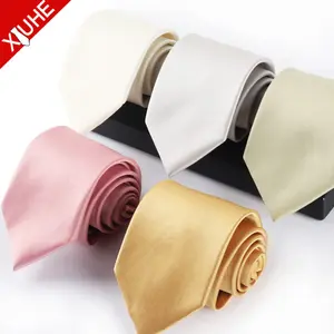 China Manufactory Tie Hans Made Mens Ties Custom Polyester Solid Color Necktie