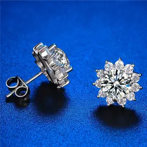 Pendientes de plata de ley 925 con diamantes cz wedding cubic zirconia 925 sterling silver diamond studs earrings