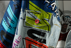 LILUO 2025 Popular Vintage Ink Korea Style Indigo Blue <strong>Hippie</strong> Washed Destroy Denim Men <strong>Jackets</strong> - Product Image 5