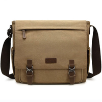 Vente en gros directe sac de messager pour hommes vintage toile pochette d'ordinateur porte-documents 15.6 pouces pour femmes sac à bandoulière robuste avec logo