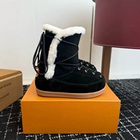 Bottes d'hiver mi-mollet en fourrure - Imperméables, en daim de vache, doublure en peau de mouton, à lacets, confort thermique