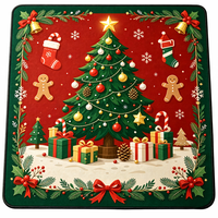 Tapete de Mahjong Navideño Ecológico Premium, Plegable, Lavable, Silenciador, Diseño a Cuadros Rojo/Verde con Motivo de Aloe, para Entretenimiento