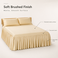 Jupe de lit plissée en tissu brossé, cache-sommier à volants pour la décoration de chambre à coucher et de chambre d'hôtel