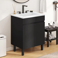 Coiffeuse espagnole imperméable de luxe haut de gamme personnalisée noire petite salle de bain rangement d'angle armoire de sol