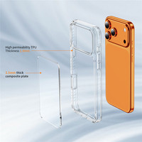 Coque de téléphone portable transparente de haute qualité 1,9 mm TPU + 2,5 mm acrylique avec logo personnalisé pour iPhone 17 16 15 14 13 Pro Max