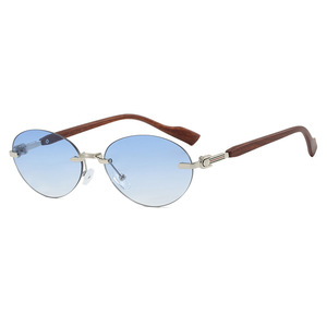 Unisex Frameless Cut Edge Oval <b>Sunglasses</b> Fashion Street Style UV400 Protection - Product Image 4