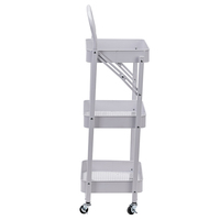 Étagère métallique de rangement mobile pour aliments, chariot utilitaire roulant à 3 niveaux, panier rotatif, chariot de cuisine avec roues
