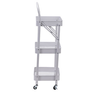 Étagère métallique de rangement mobile pour aliments, chariot utilitaire roulant à 3 niveaux, panier rotatif, chariot de cuisine avec roues - Product Image 4