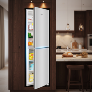 Réfrigérateur compact à double porte en acier inoxydable de qualité supérieure, grande capacité, congélateur inférieur, capacité de stockage allant jusqu'à 60-149 litres - Product Image 2