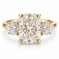 Bague de fiançailles à trois pierres en diamant de laboratoire taille coussin 3CT/4CT/5CT, certifiée IGI, plaqué or rose VVS 10K/14K/18K, bague de mariée