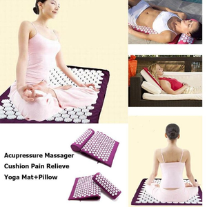 Ensemble de tapis et coussin d'acupression en tissu brun coco avec logo personnalisé, respectueux de l'environnement, avec fonction de massage, portable pour la gym - Product Image 3