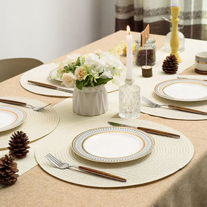 แผ่นรองจานลายหญ้าทะเลทรงกลมทำจากผ้าฝ้ายไม้ไผ่และซิลิกอนเสื่อกระดาษคราฟท์แบบนำกลับมาใช้ใหม่ได้กันน้ำสำหรับงานแต่งงาน - Product Image 2