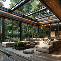 D-TOP NFRC serre solaire maison en verre maison préfabriquée véranda de jardin en verre préfabriquée pour véranda manuelle vert de maison