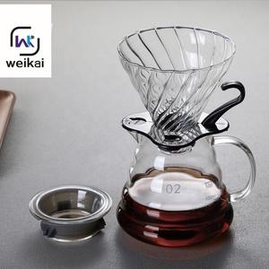 Borosilikat tinggi portabel, panci penyaring kopi aliran lebih dari kaca, pembuat kopi kaca, panci berbagi kopi dengan corong - Product Image 5