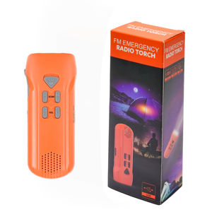 Torche radio d'urgence FM à manivelle portable rechargeable avec lampe de poche LED, alarme SOS et chargeur de téléphone pour outil de survie - Product Image 2
