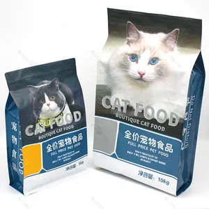 Bolsas de plástico con cierre lateral para alimentos de mascotas, bolsas de plástico con 8 cremalleras para embalaje de alimentos