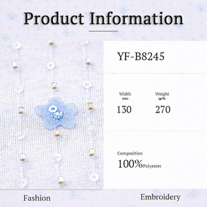 Tessuto in Tulle Ricamato 3D di Alta Qualità con Perline e Fiori per Accessori da Sposa e Tessili per la Casa - Product Image 2