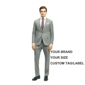 2024 Individueller Slim-Fit grauer Streifen Hochzeitsanzug Herren hochwertige Business-Blazer zwei Knöpfe Plus Polyester-Anzüge Set XL atmungsaktiv