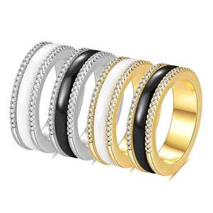 Anillo de Cerámica Giratorio de 6mm con Micro Pavé de Circonitas, Joyería de Moda Unisex, Regalo - Product Image 1