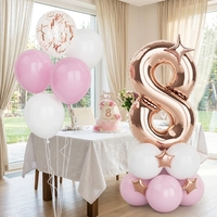 Balon Konfeti Angka 8 Warna Rose Gold 40 Inci Balon Foil Helium Besar untuk Ulang Tahun Wanita dan Anak Perempuan, Baby Shower
