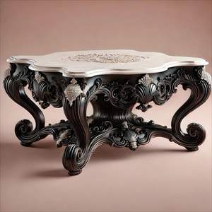 Premium Handcrafted Solid Wood Accent <b>Table</b> Antique Gold Traditional Decorative Living Room Furniture - Product Image 1