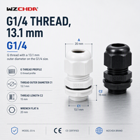 WZCHDA Presse-étoupe IP68 en nylon, filetage G1/4, protection de câble 4-8mm