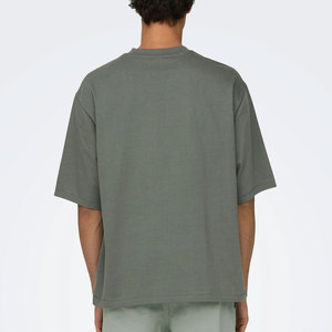 T-shirts pour hommes à coupe ample 100% coton tissé imprimé personnalisé en gros pour des vêtements de plein air et décontractés 220g - Product Image 2