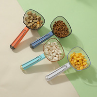 Accessoires pour animaux de compagnie : cuillère transparente avec échelle graduée pour mesurer les aliments, pelle à nourriture pour chats et chiens, cuillère à nourriture