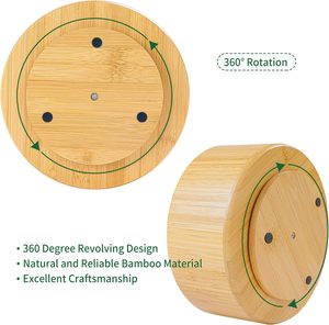 Boîte <span class=keywords><strong>de</strong></span> rangement moderne en bambou rotative à 360° - <span class=keywords><strong>Organisateur</strong></span> double couche pour fournitures artistiques avec base antidérapante - Accessoires <span class=keywords><strong>de</strong></span> maquillage/<span class=keywords><strong>bureau</strong></span> - Product Image 4