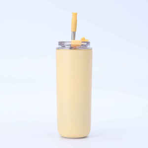 Solid Color Stainless Steel Thermos with <b>Straw</b> and Transparent Lid Leak-Proof 6-12 Hours Thermal Insulation Modern Design - Product Image 6