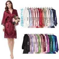 Pyjama en satin décontracté à col en V pour femmes chemise de nuit en soie avec fermeture à la taille élastique pour l'été mariée et demoiselles d'honneur mariage
