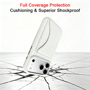 Élégante coque en PU effet croco <span class=keywords><strong>bleu</strong></span> profond avec porte-cartes cousu avec précision et cadre de protection anti-rayures surélevé pour appareil photo pour iPhone 17/18 Pro Max - Product Image 3
