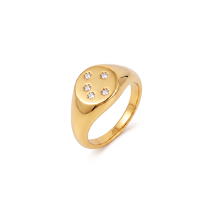 Anillo de acero inoxidable con forma de estrella y circonita, joyería delicada, 316L, PVD, chapado en oro - Product Image 1