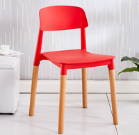 Silla de Plástico para Moldes de Inyección, Silla con Patas de Madera Maciza, Sillas de Comedor Apilables