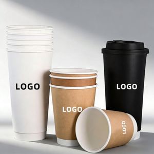 Gobelets en papier jetables à double paroi de 90 mm, écologiques, biodégradables, imperméables, avec logo personnalisé imprimé, pour boissons chaudes et café - Product Image 1