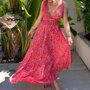 Vestido Largo Elegante de Verano para Mujer, Personalizado, de Lujo, para Fiesta, con Cuello Halter, Espalda Descubierta, Estampado Floral, OEM - Product Image 2