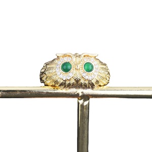 <span class=keywords><strong>Anello</strong></span> di tendenza con <span class=keywords><strong>gufo</strong></span> e Zirconia <span class=keywords><strong>anello</strong></span> di lusso placcato in oro Micro lave di cristallo trasparente con animali anelli da uomo - Product Image 1