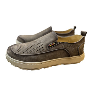 Chaussures décontractées rétro pour hommes en cuir véritable, à enfiler, à bout rond, respirantes, avec semelle EVA, pour le printemps - Product Image 5