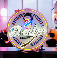 Berber dükkanı Neon burcu Logo işareti akrilik Led Salon duvar dekoratif aydınlatma kişiselleştirilmiş Uv baskı restoran dükkanı duvar sanatı