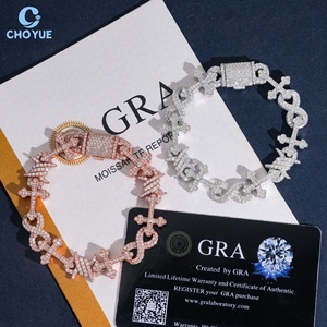 Hip Hop 925 Silver Cross Moissanite Chain <b>Bracelet</b> Rhodium Plated <b>Infinity</b> Style Link Unisex Luxury Everyday Wear - Product Image 3
