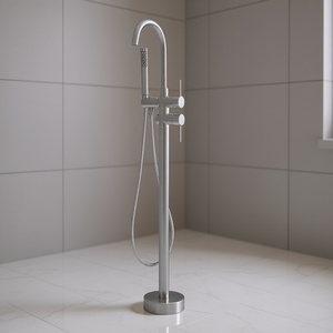 Robinet de baignoire sur pied, montage au sol, 37,6 pouces, en acier inoxydable chromé, monocommande, design moderne, pour le bain des animaux - Product Image 2