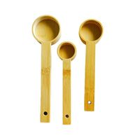 Ensemble de cuillères à mesurer en bambou naturel écologique avec long manche et trou de suspension pour la cuisine, la pâtisserie et les kits d'outils de cuisson