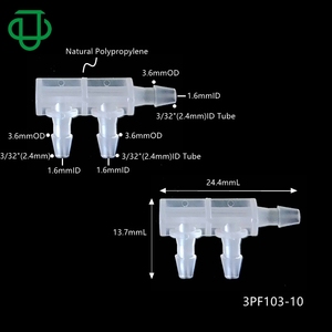 Petit raccord de tuyau en plastique de 3/32 pouces, raccord de tube barbelé à trois ports de <span class=keywords><strong>style</strong></span> F, coupleur de tuyau, raccord de tube à 3 voies - Product Image 4