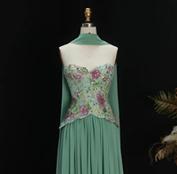Robe de soirée de luxe Jancember LSZ480 vert sauge avec broderie florale, corset en mousseline, robe de bal